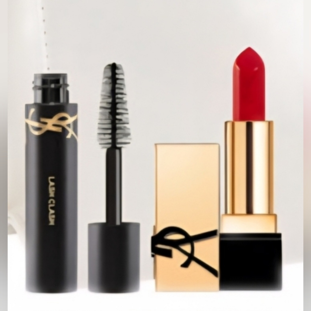 Yves Saint Laurent Black Mascara and Red Lipstick Duo. MINI SIZE